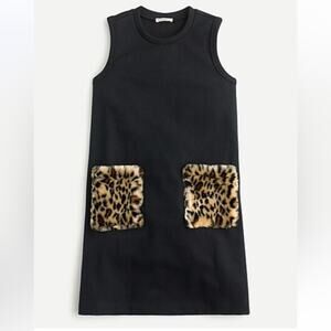 J. Crew Black Dress with Leopard Print Pockets